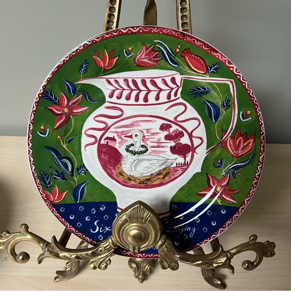Anthropologie x Emily Maude 12 days of Christmas plate Six geese a-laying